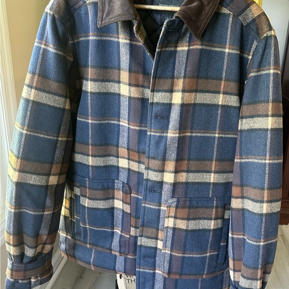 Banana Republic Blue and Brown Plaid Jacket